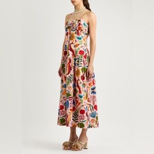 Farm Rio Bright Farm Strapless Linen Midi Dress Size L